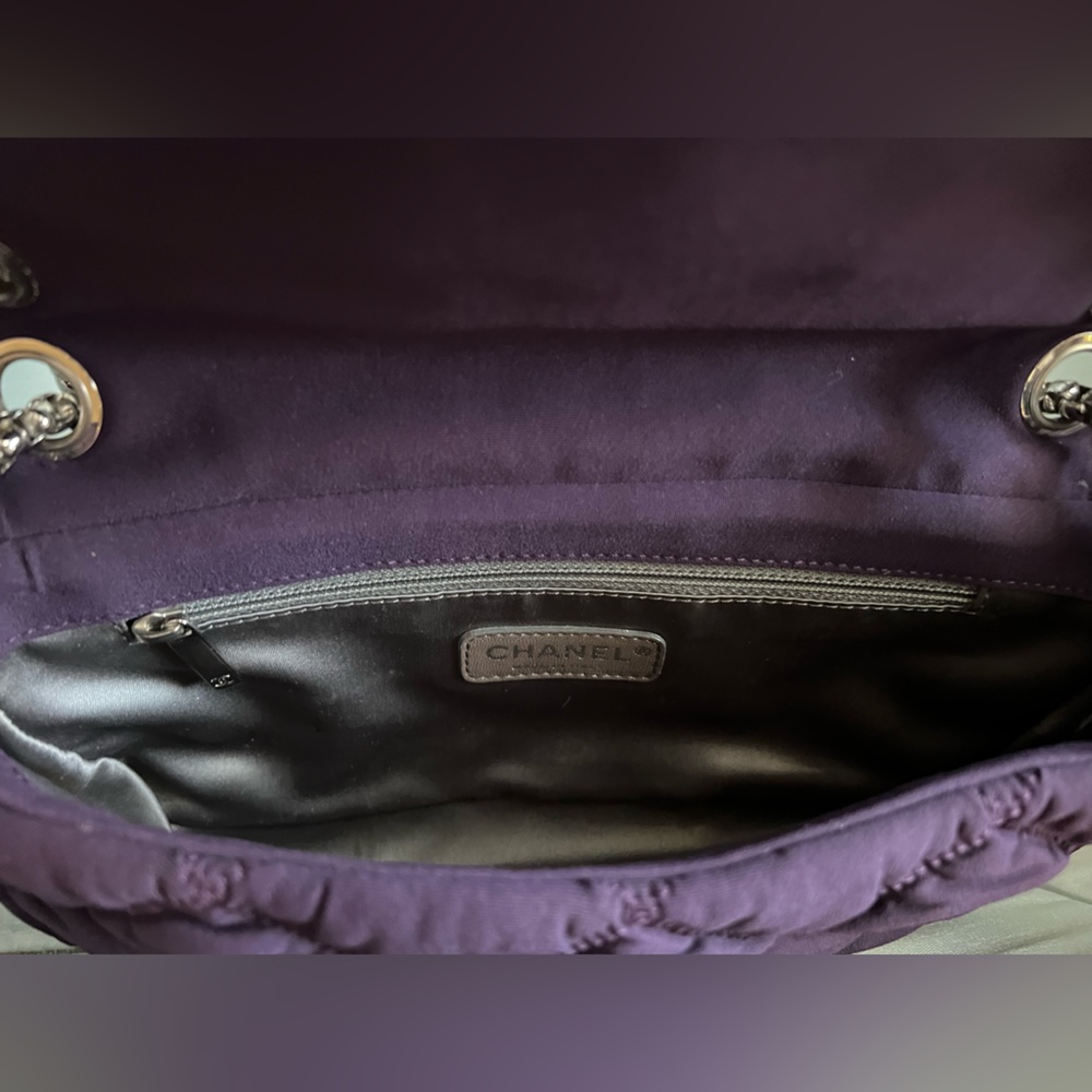 CHANEL Purple Quilted Bubble Shoulder Bag Silver CC Chain Strap Purse HOST PICK - Picture 8 of 17